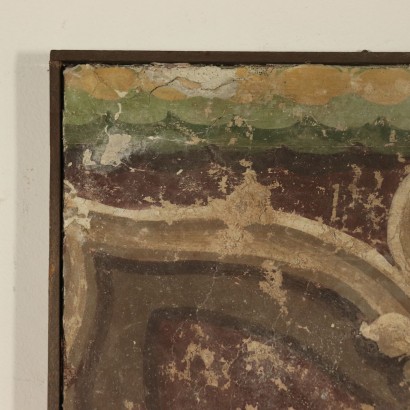 Falso desgarro de un fresco con San Jorge y el Dragón-detalle