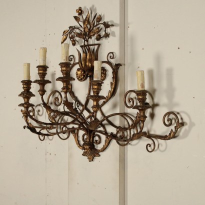 Wall Sconce Treated Sheet Carvings Italy Early 1900s