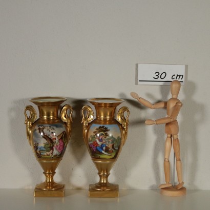 Paire de Vases Empire Porcelaine doré Premier '800