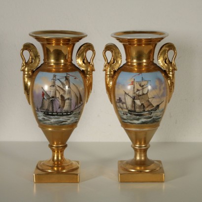 Paire de Vases Empire Porcelaine doré Premier '800