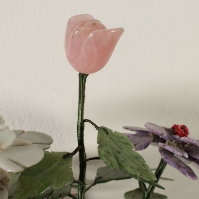 Fleurs Pierres Agate Quartz rose Chine 20ème siècle