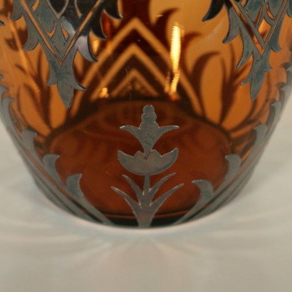 Vase Art Déco Verre Argent Fabriqué en Italie Années 30-40