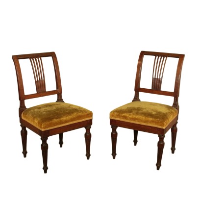 Pair of Neoclassical Walnut Chairs Italy Last Quarter of 1700s