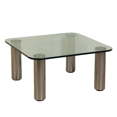 Petite Table Marco Zanuso Acier Verre Zanotta Italie Années 60-70