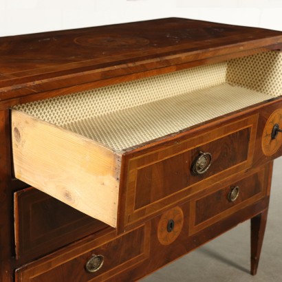 Chest of Drawers Walnut Feather Banded Italy Early 1800s