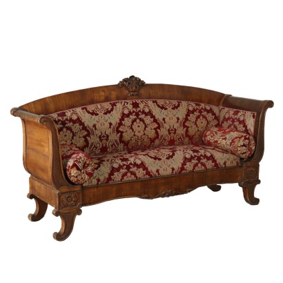 Carved Walnut Sofa Manufactured in Italy Mid 1800s