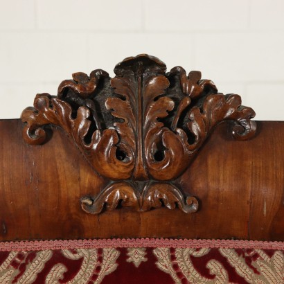 Carved Walnut Sofa Manufactured in Italy Mid 1800s