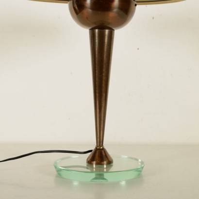 Table Lamp Burnished Aluminium Crystal Vintage Italy 1950s
