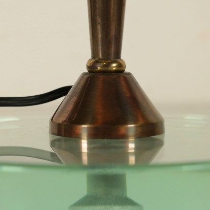 Lampe de Table Aluminium bruni Cristal Vintage Italie Années 50