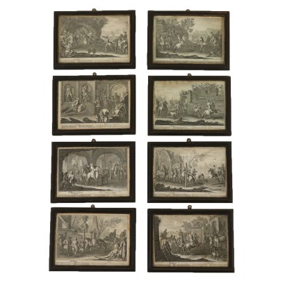 Set of eight Etchings Horse Training 18th Century