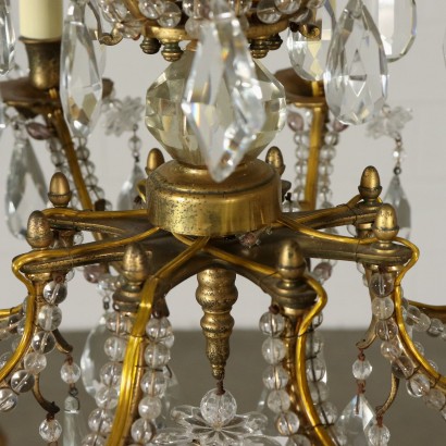 Chandelier 8 Arms Crystal Pendants Italy Early 20th Century