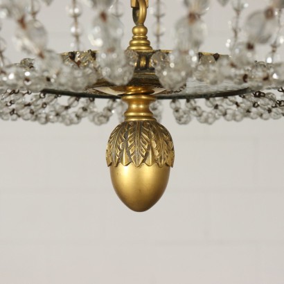 Revival Ceiling Light Crystal Brass Italy Early 20th Century