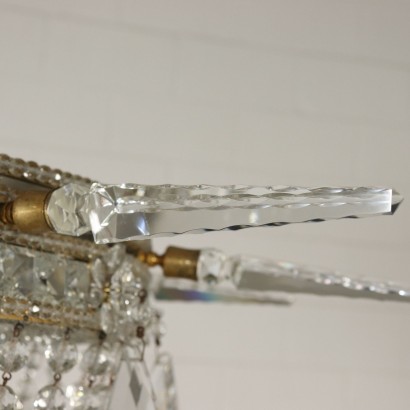 Revival Ceiling Light Crystal Brass Italy Early 20th Century