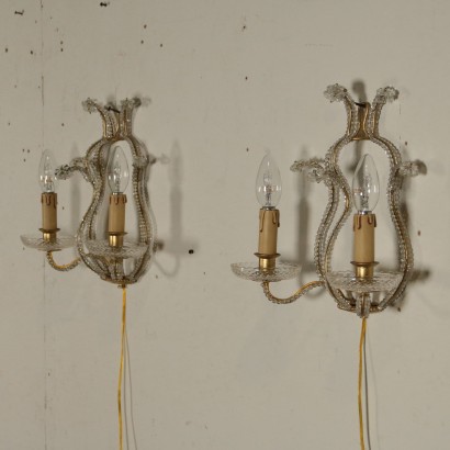 Pair of Sconces Two Lights Manufactured in Italy Mid 1900s