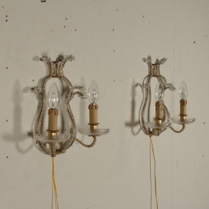 Pair of Sconces Two Lights Manufactured in Italy Mid 1900s