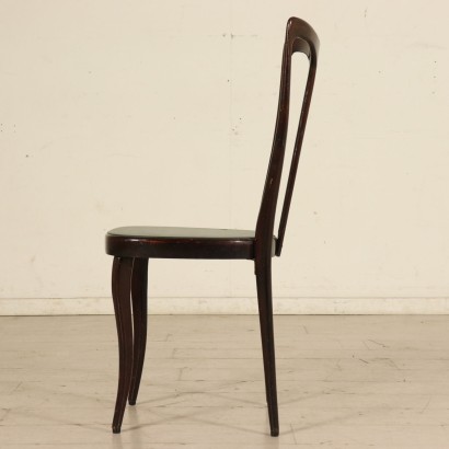 Suite de cinq Chaises Placage de Hêtre teint Skai Italie Années 50-60