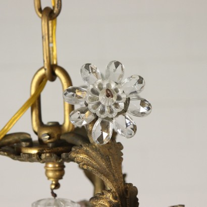 Lustre à trois Bras Bronze Cristal Fabriqué en Italie Premier '900