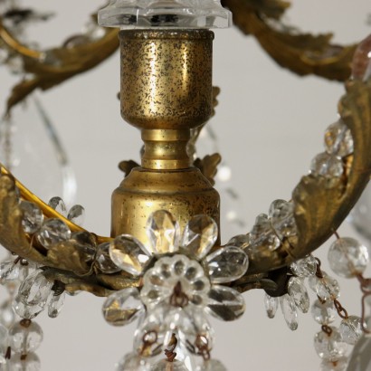 Lustre à trois Bras Bronze Cristal Fabriqué en Italie Premier '900