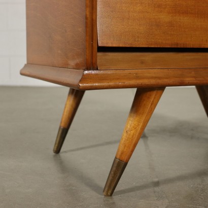 Chest of Drawers Mahogany Veneer Brass Vintage Italy 1950s