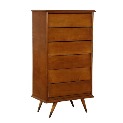 Chest of Drawers Mahogany Veneer Brass Vintage Italy 1950s