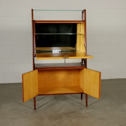 Cabinet with Bar Compartment Mahogany Veneer Vintage Italy 1950s