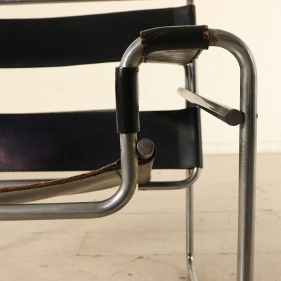 Fauteuil Marcel Breur Métal chromé Cuir Vintage Italie Années 60-70