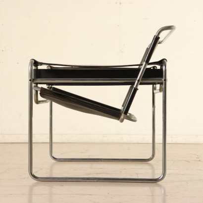 Fauteuil Marcel Breur Métal chromé Cuir Vintage Italie Années 60-70