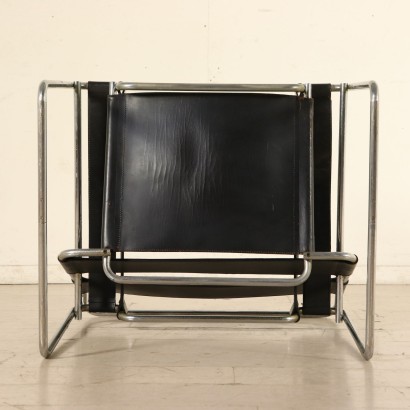 Fauteuil Marcel Breur Métal chromé Cuir Vintage Italie Années 60-70