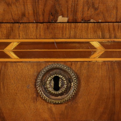 Revival Chest of Drawers with Drop Leaf Maple Walnut Italy Early 1900s