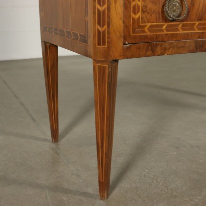 Revival Chest of Drawers with Drop Leaf Maple Walnut Italy Early 1900s