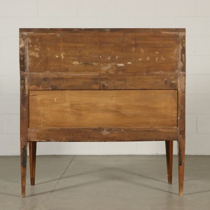 Commode Scriban à deux Tiroirs Erable Noyer Italie Premier '900