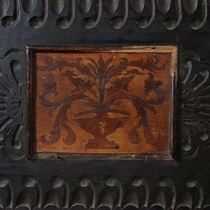 Carved Inlaid Storage Bench Maple Walnut Italy Late 1600s