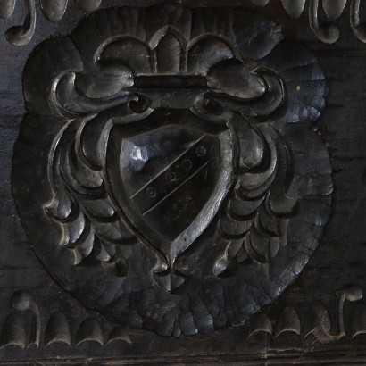 Carved Inlaid Storage Bench Maple Walnut Italy Late 1600s