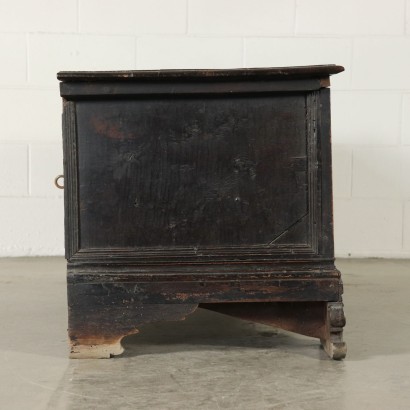Carved Inlaid Storage Bench Maple Walnut Italy Late 1600s