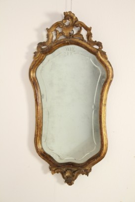 Antiquitäten, Spiegel, Spiegel, 18. Jh.-Spieglein, Spieglein die 800, Intaliato Holz, vergoldetem Holz