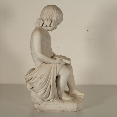 Marble Sculpture Preying Young Boy Italy Early 1900s