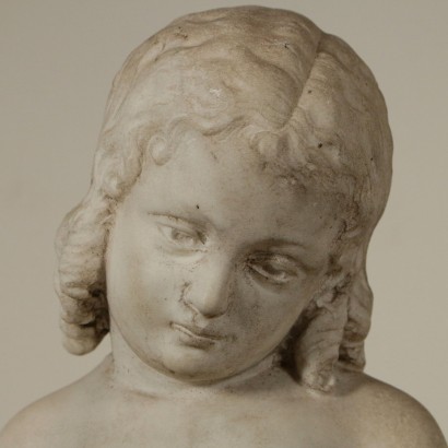 Marble Sculpture Preying Young Boy Italy Early 1900s