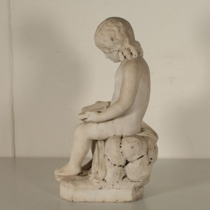 Marble Sculpture Preying Young Boy Italy Early 1900s