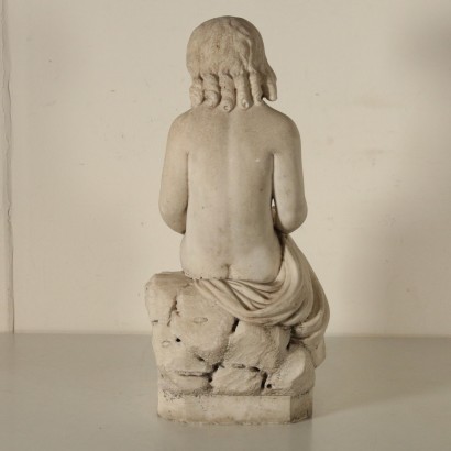 Marble Sculpture Preying Young Boy Italy Early 1900s