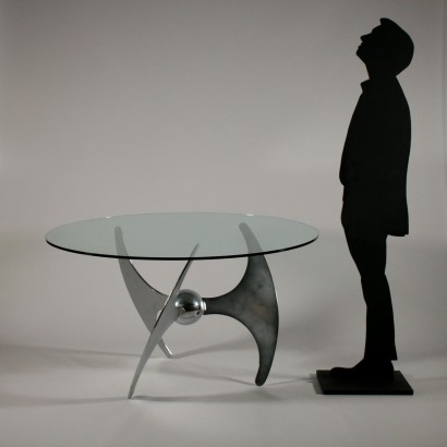 Table Luciano Campanini Métal chromé Verre Cama Italie Années 70