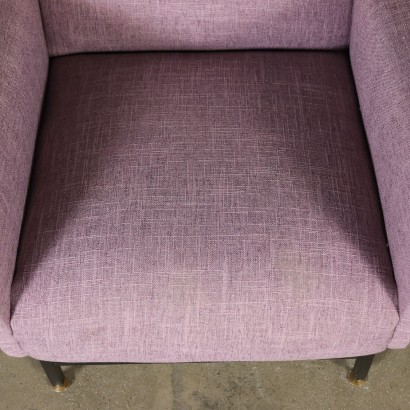 Paire de Fauteuils Mousse Tissu Métal Laiton Italie Années 50-60