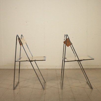 Pair of Folding Chairs for Elios Colle D'Elsa Vintage Italy 1970s