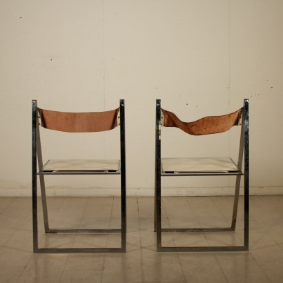 Pair of Folding Chairs for Elios Colle D'Elsa Vintage Italy 1970s