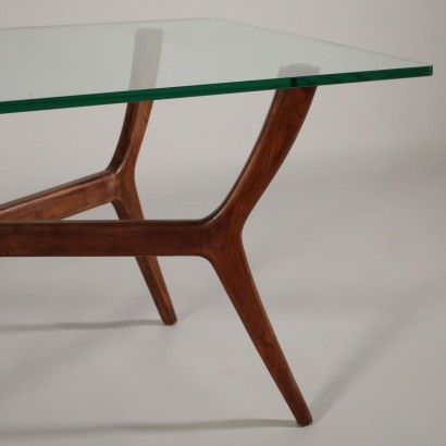 Coffee Table Beech Glass Top Vintage Italy 1950s