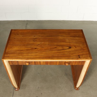 Desk Zebrawood Veneer Lacquered Outlines Vintage Italy 1930s-1940s