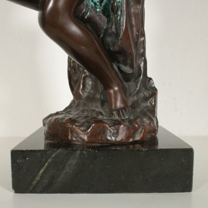 Esclave Enchaîné Sculpture Bronze Marbre noir Italie Moitié '900