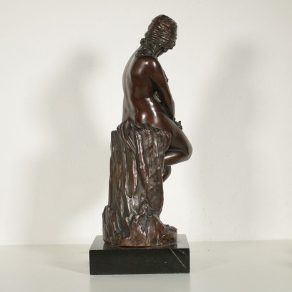 Chained Slave Bronze Sculpture Black Marble Italy Mid 20th Century