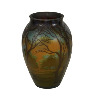 Galle Vase with Landscape France 20th Century