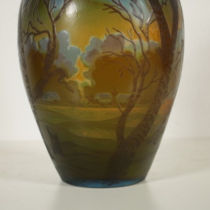Galle Vase with Landscape France 20th Century