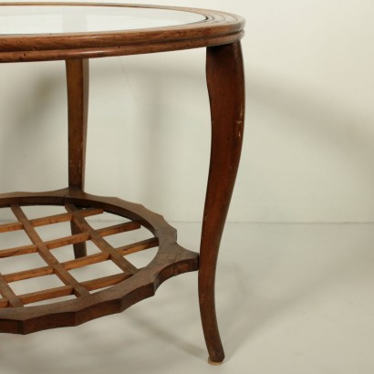 Petite Table Hêtre teint Verre Vintage Italie Années 40-50